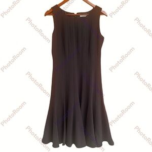 Calvin Klein Black Sleeveless Dress Seamed Flare Skirt  Formal Career Size Med